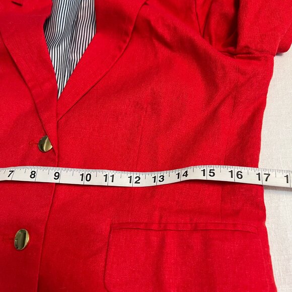 Harve Benard Red Linen Blazer Women's Size 8 Gold Button 2 Button Jacket Lined - Picture 7 of 11